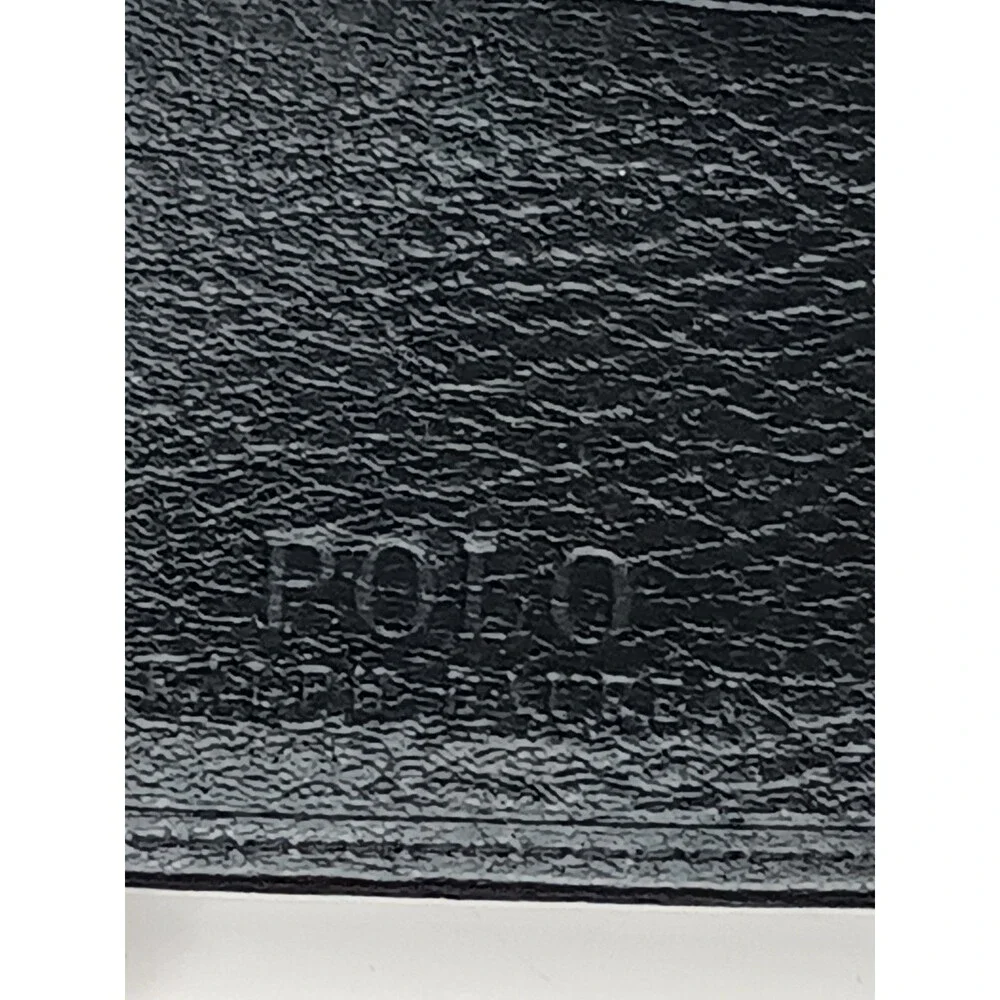 Polo Ralph Lauren Black Pebbled Leather Bifold Wallet with Embossed Pony Logo